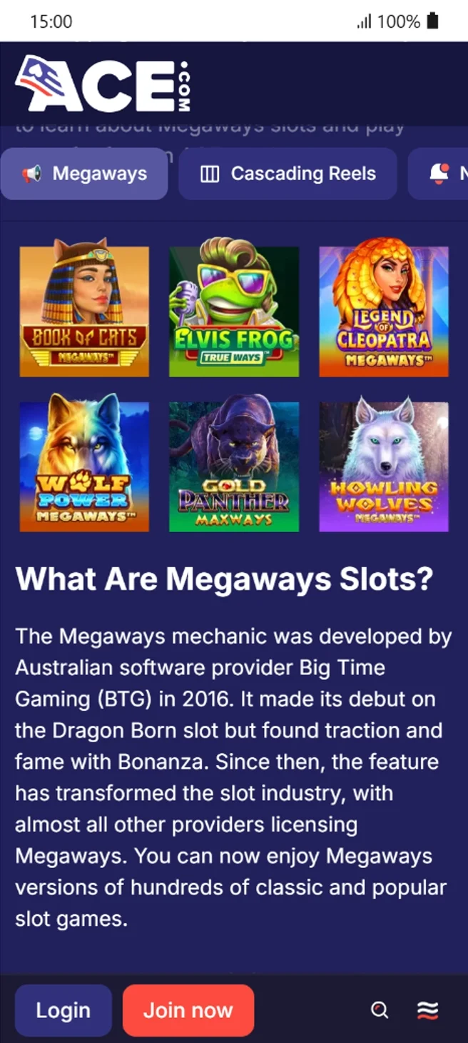 ACE.com Megaways Slots