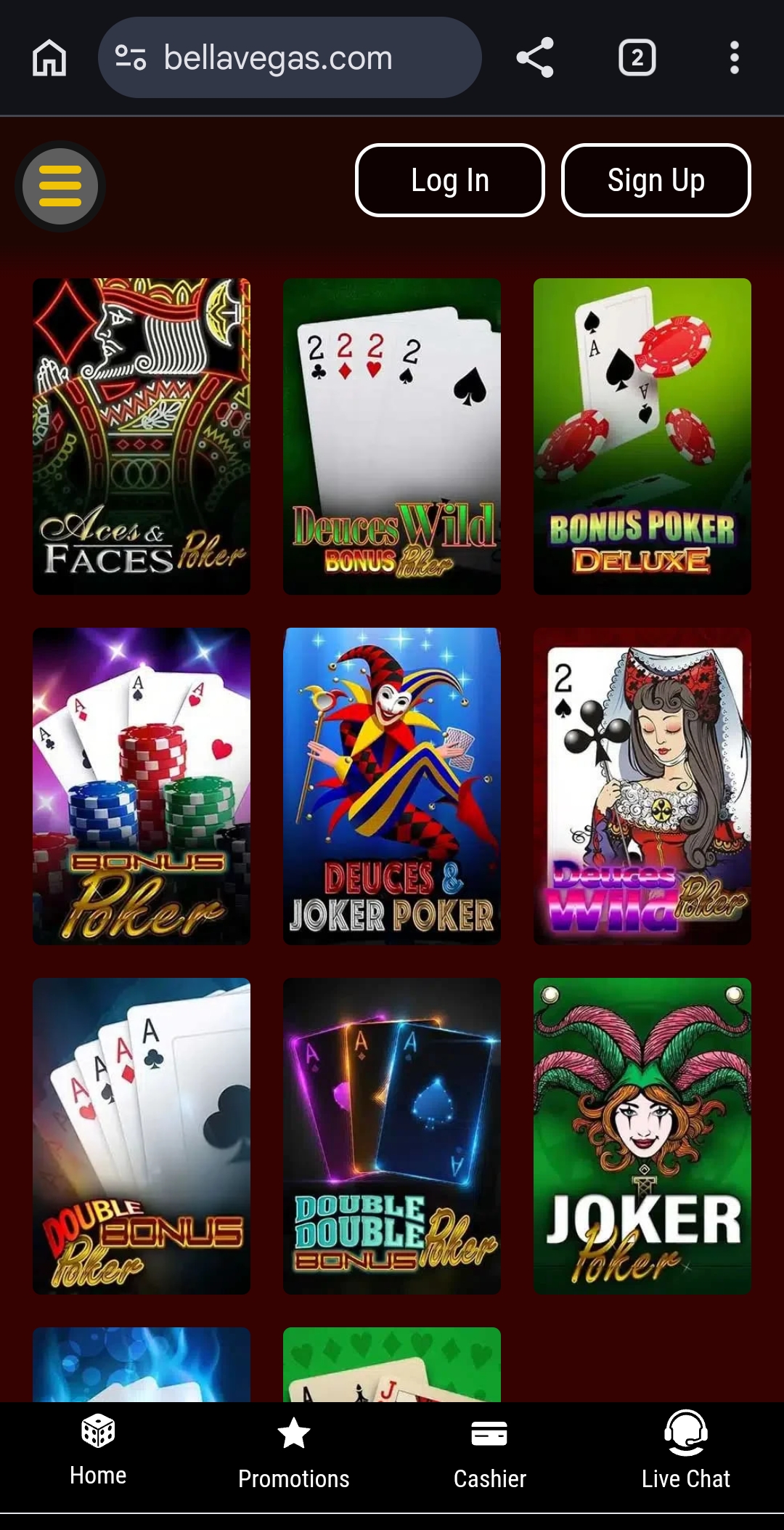 Bella Vegas Video Poker Multi-hand