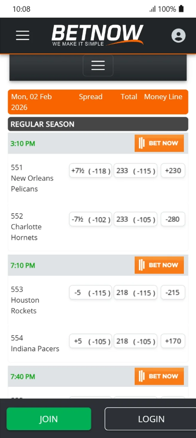 BetNow NBA Basketball Betting