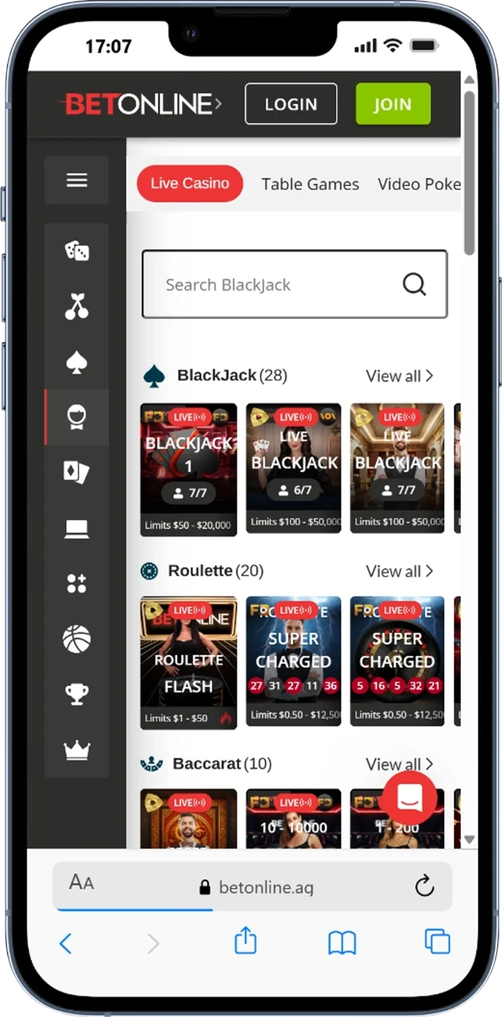 Live Dealer Casino HD streaming with professional croupiers