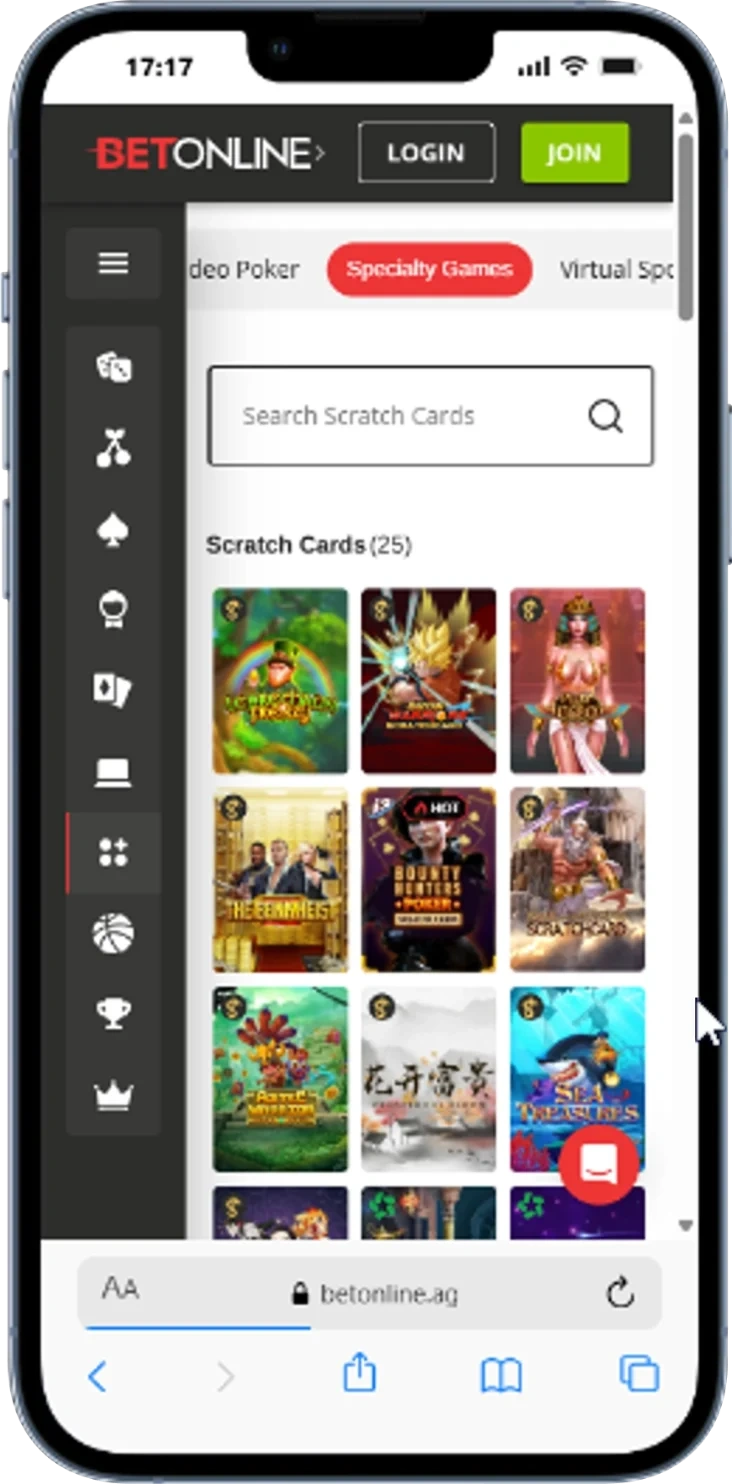 Specialty Games including Keno Craps and Scratch Cards