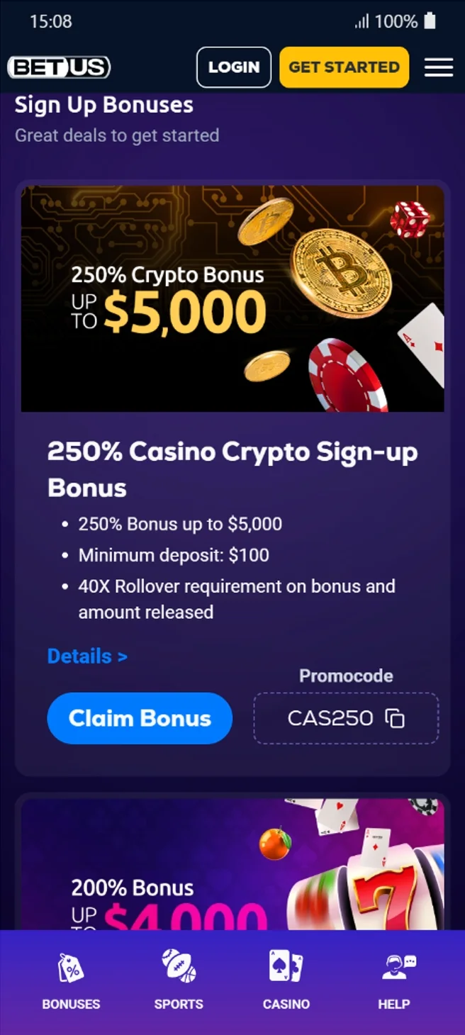 BetUS Casino Promotions