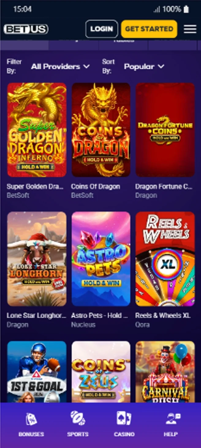 BetUS Casino Slots Games