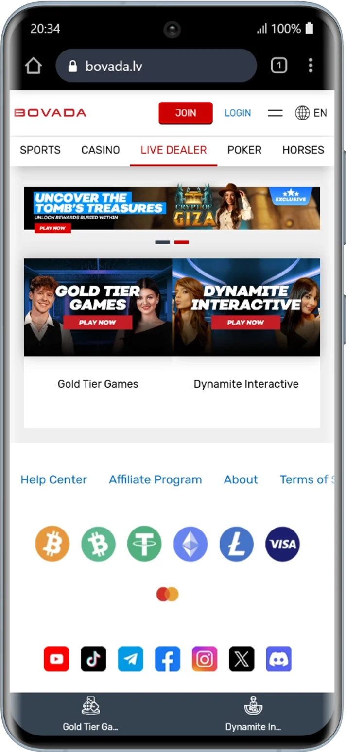 Bovada Live Dealer with 30+ tables