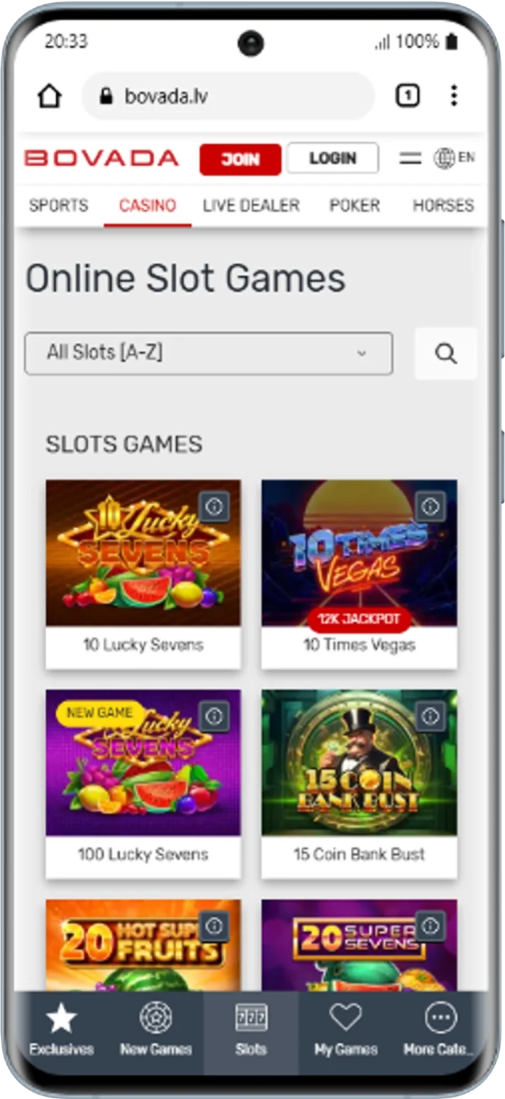 Bovada Slots with Hot Drop Jackpots showing $623,998 Epic Jackpot