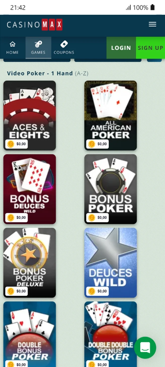 CasinoMax Video Poker Games