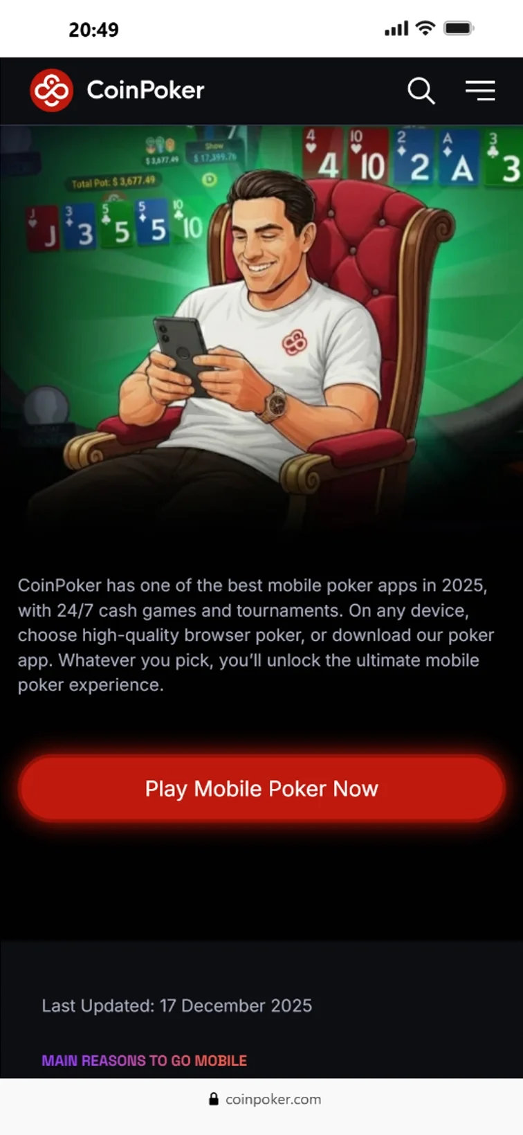 Mobile Poker Interface
