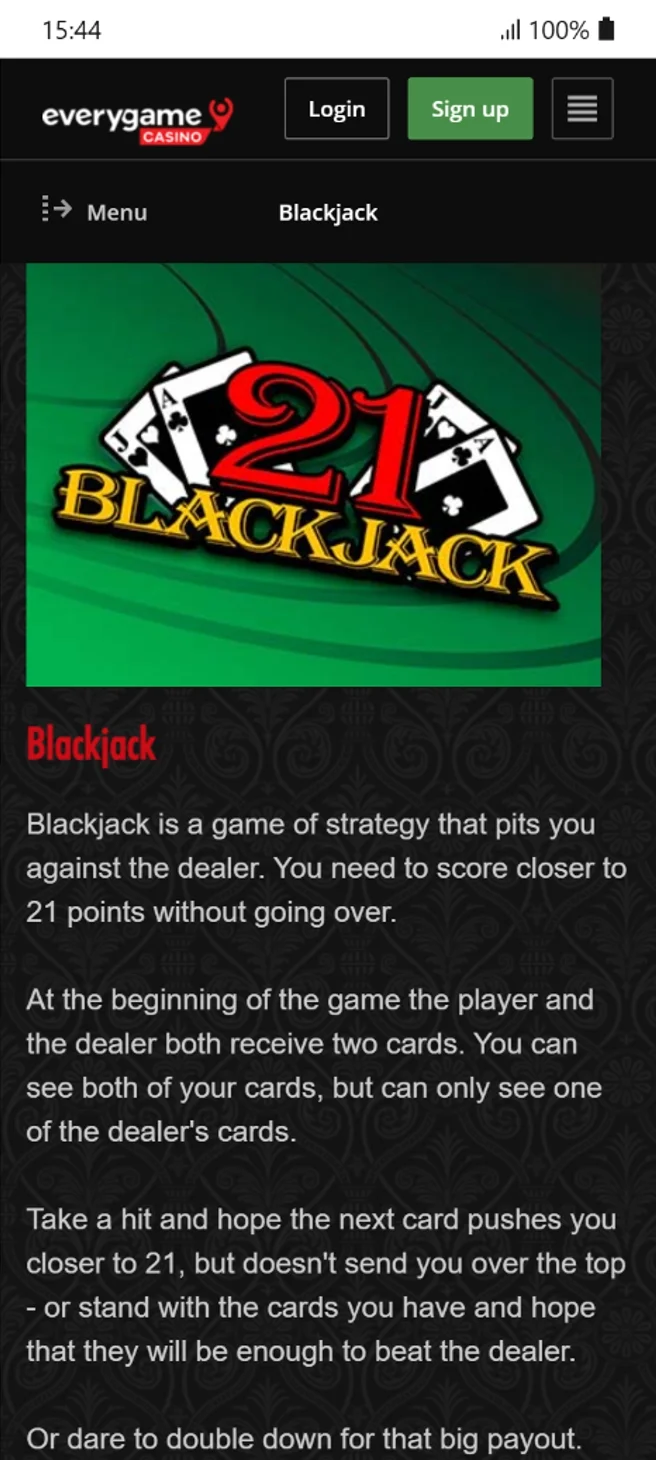 Everygame Blackjack Tables