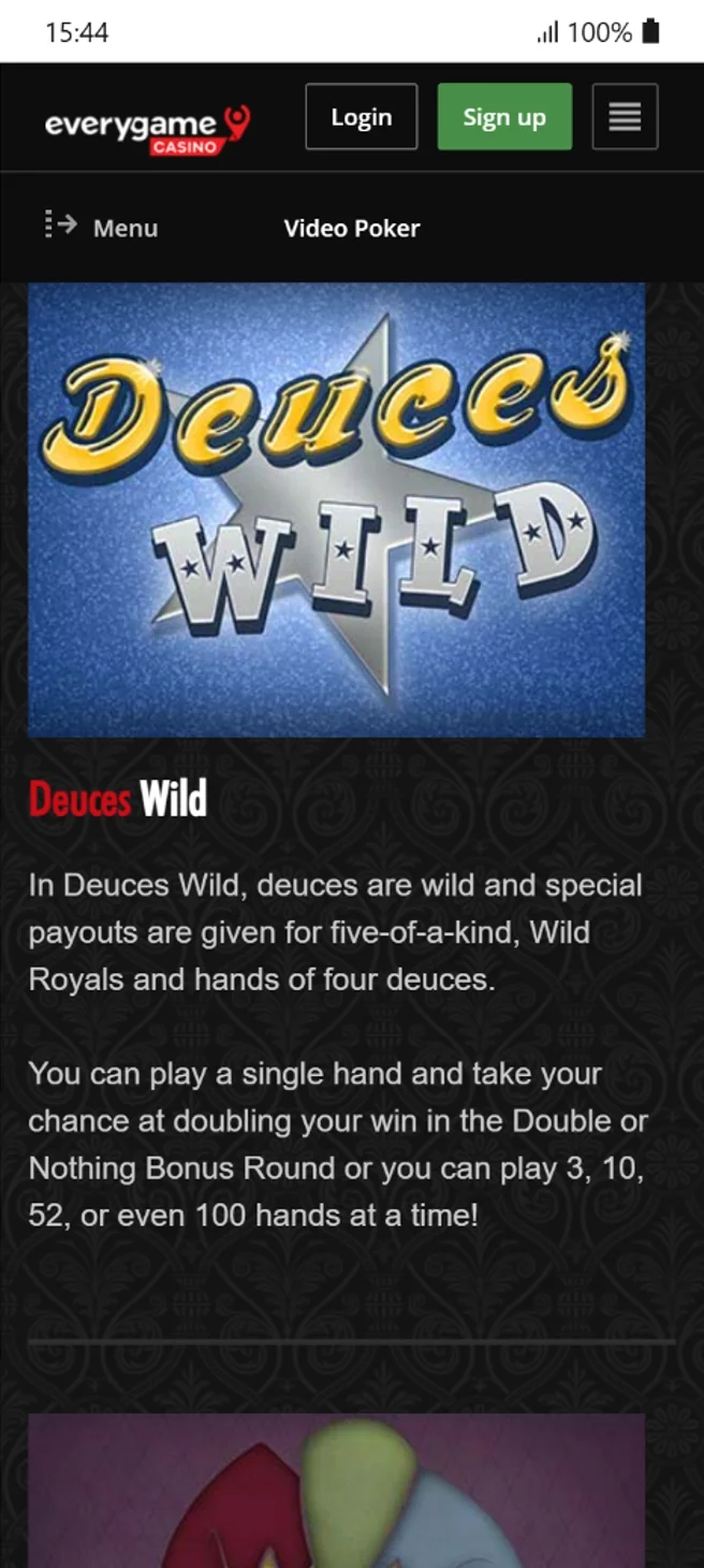 Everygame Video Poker Games