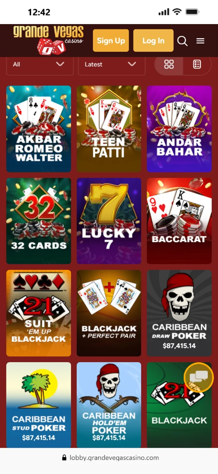 Blackjack variants at Grande Vegas