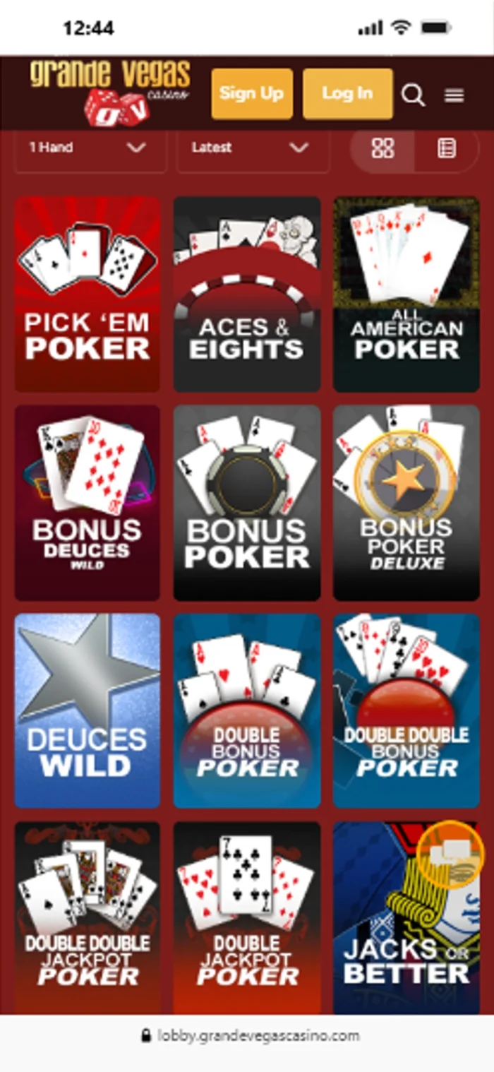 Video Poker options