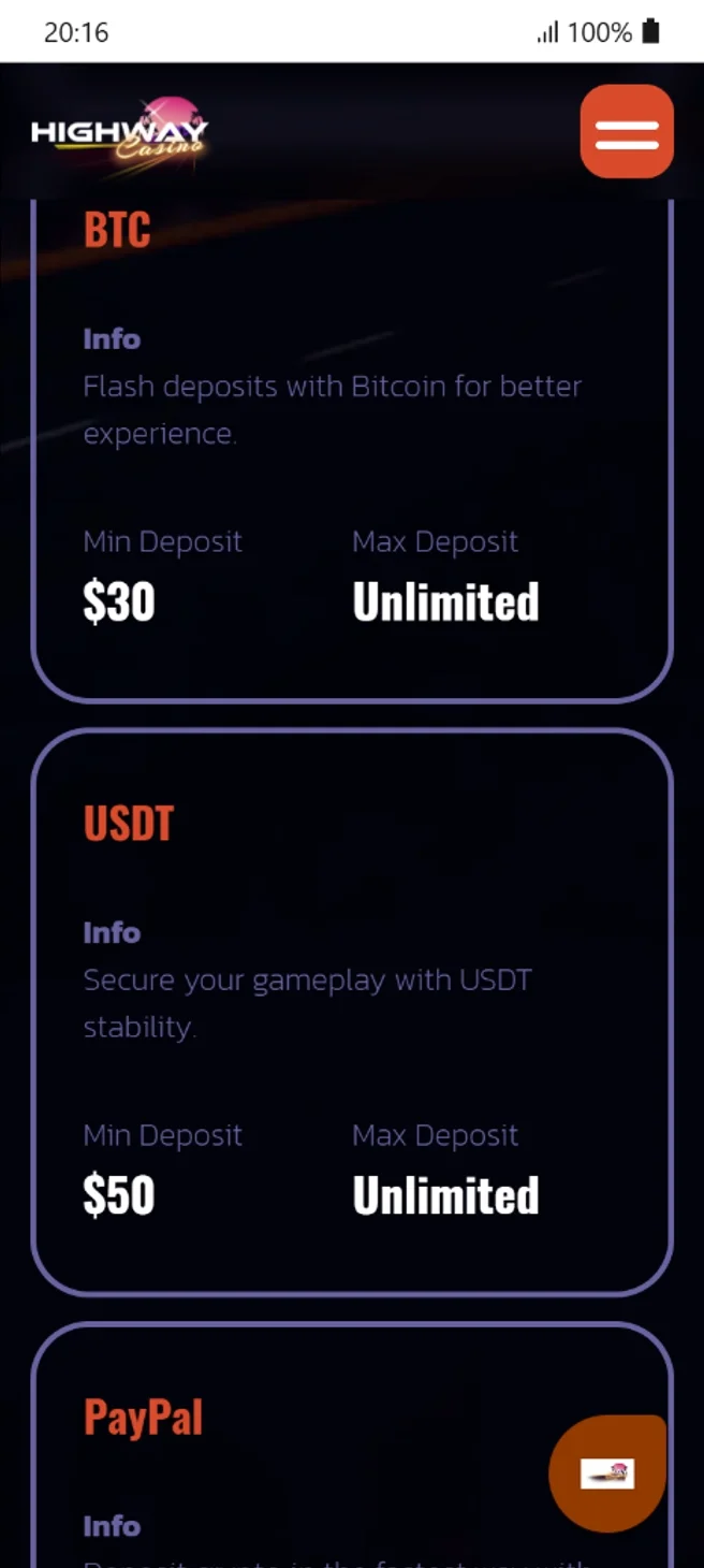 Crypto deposit options