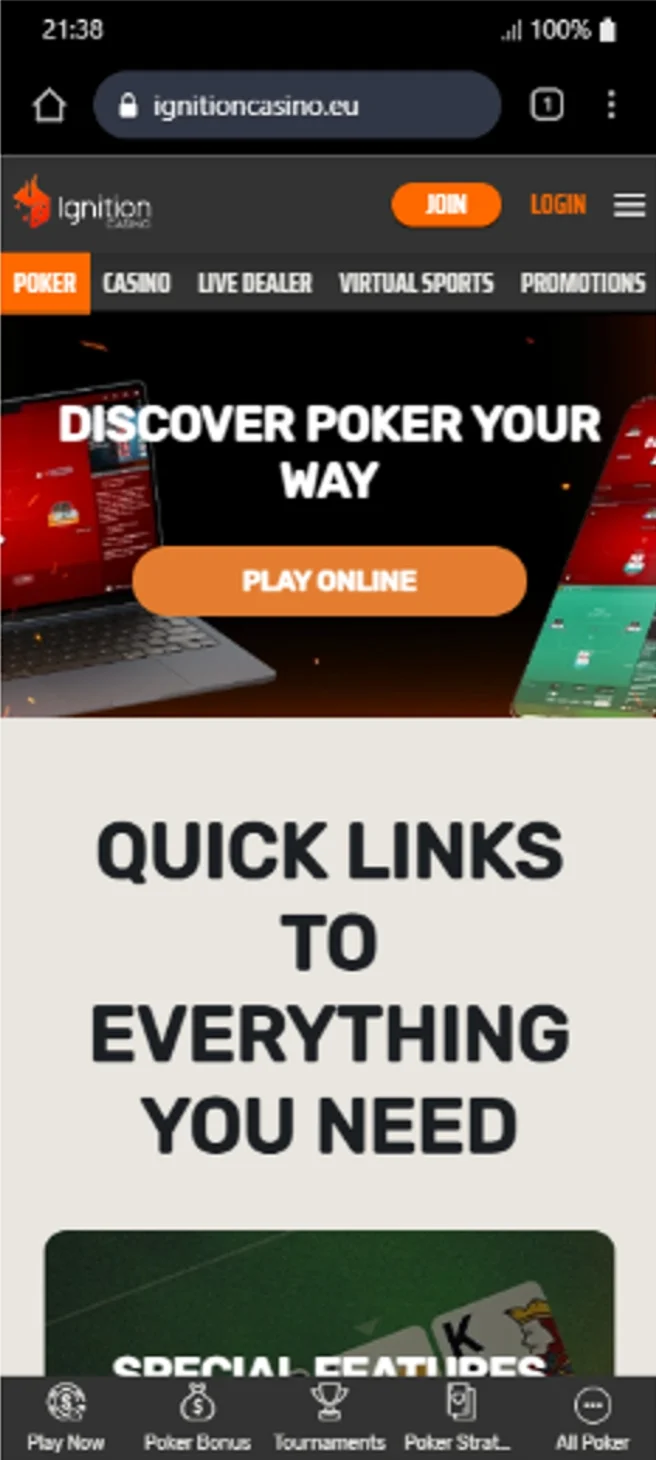 Ignition Zone Poker fast-fold tables