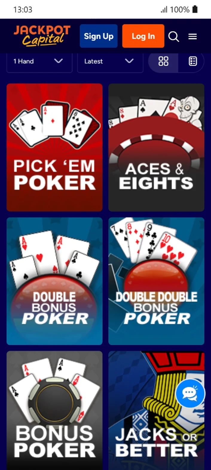 Video Poker options