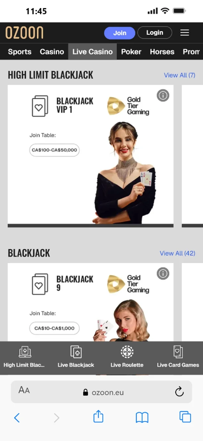 Ozoon Live Casino Evolution Gaming