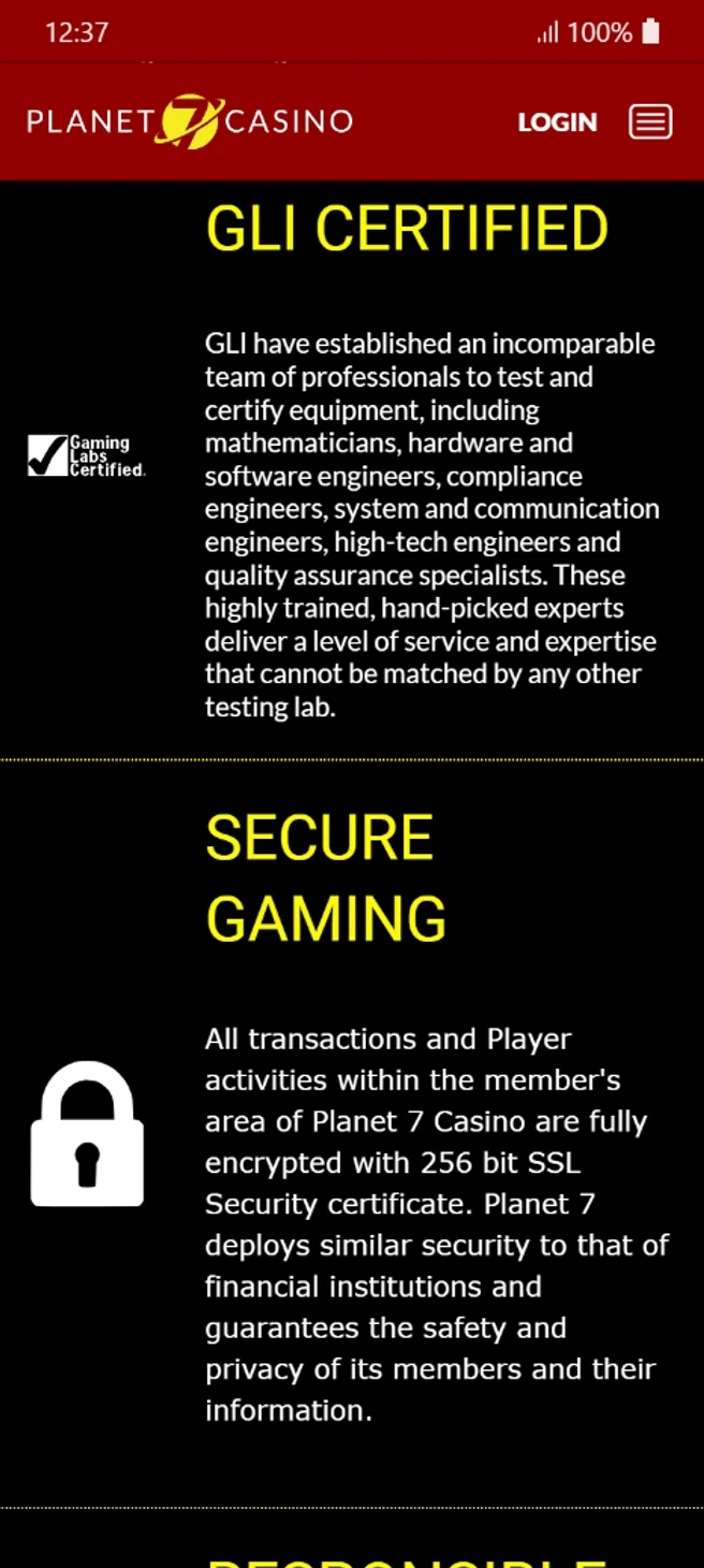 Planet 7 256-bit SSL Security