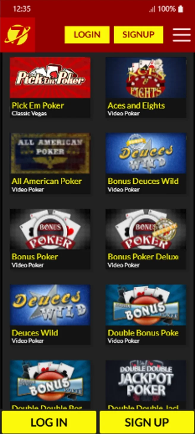 Planet 7 Video Poker Games