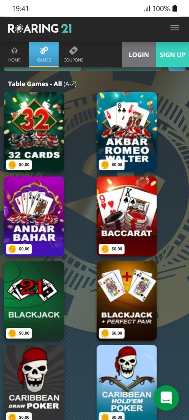 Roaring 21 Table Games