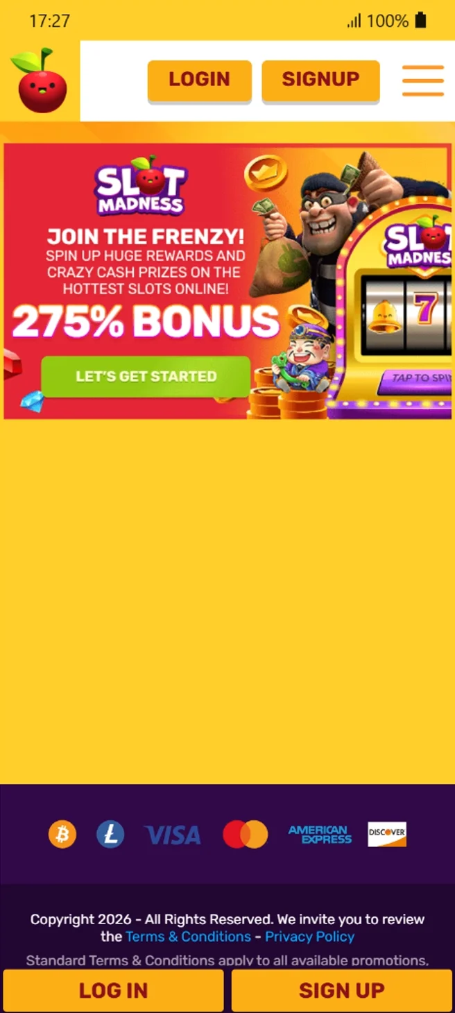 Slot Madness 275% Welcome Bonus