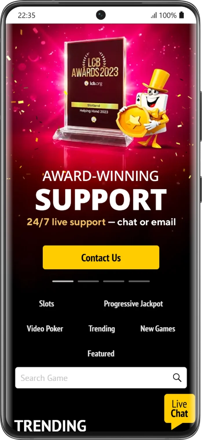 Slotland Mobile Interface