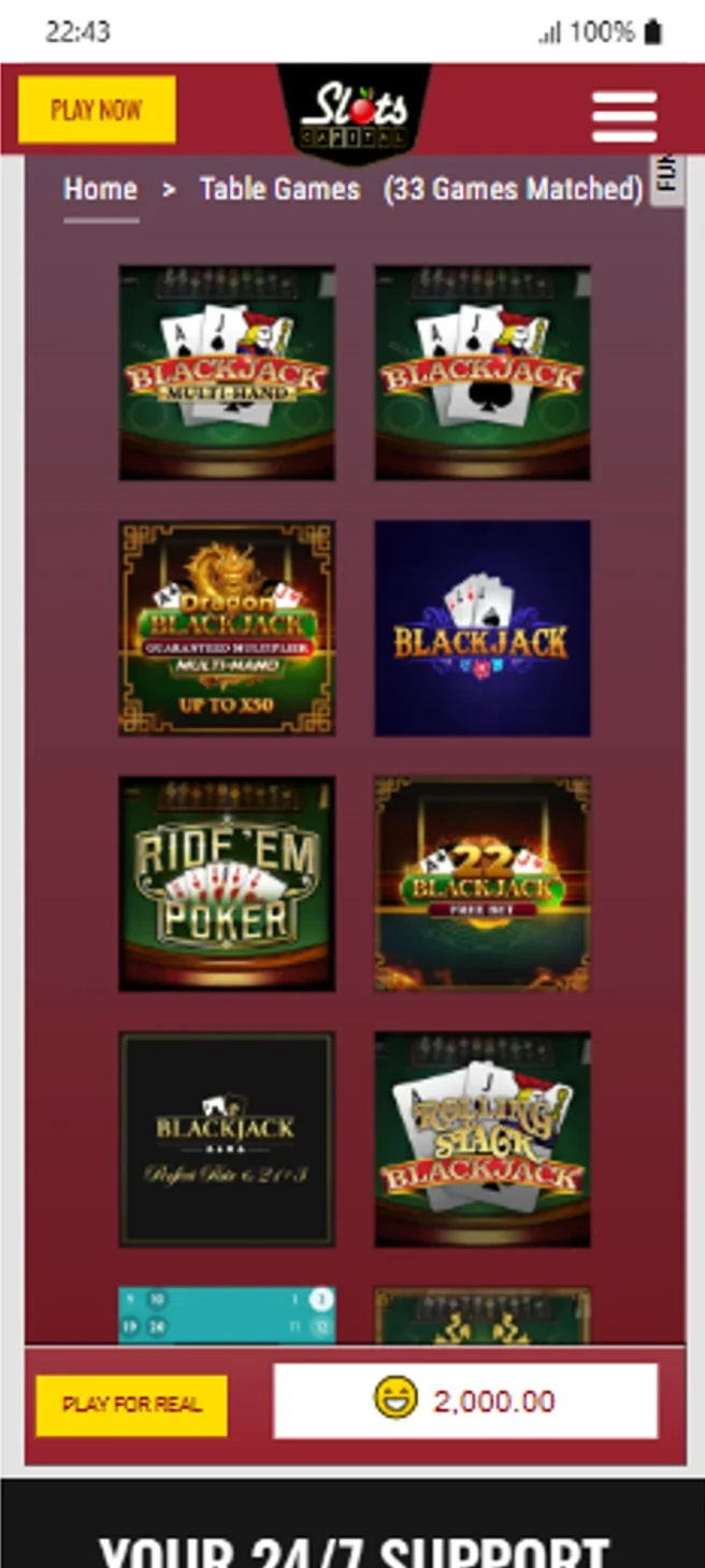 Slots Capital Table Games