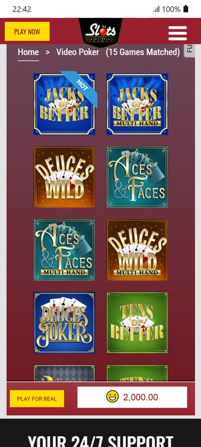 Slots Capital Video Poker games