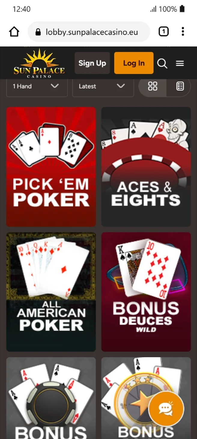 Sun Palace Casino Video Poker