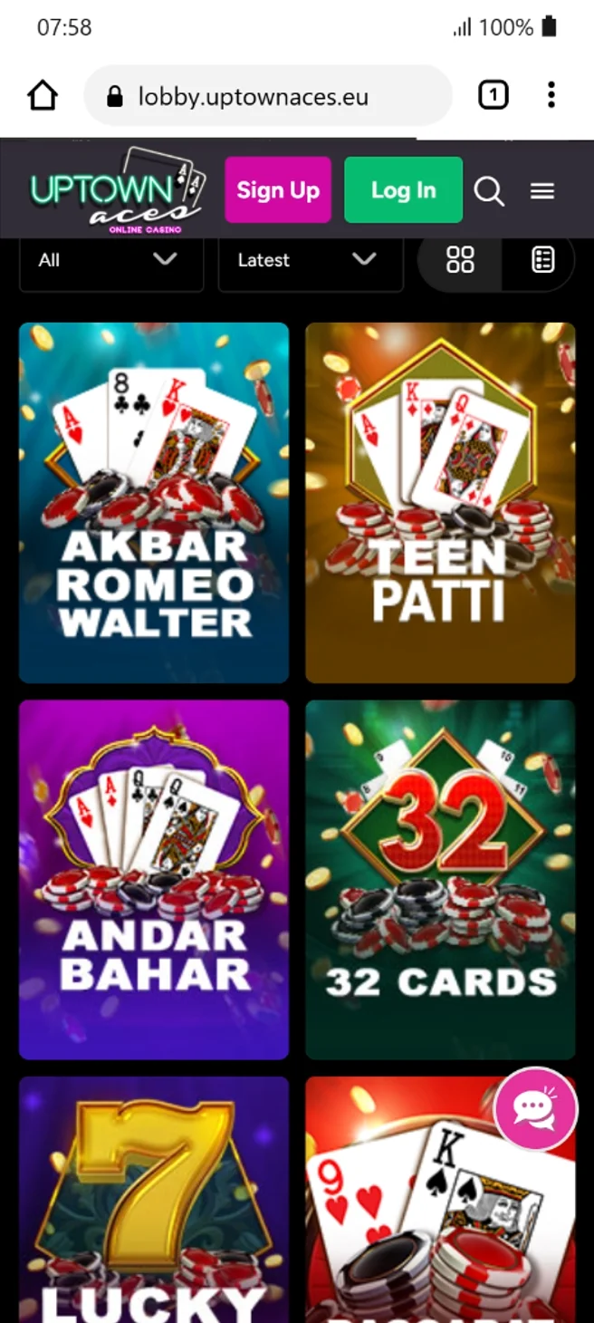 Table Games at Uptown Aces Casino