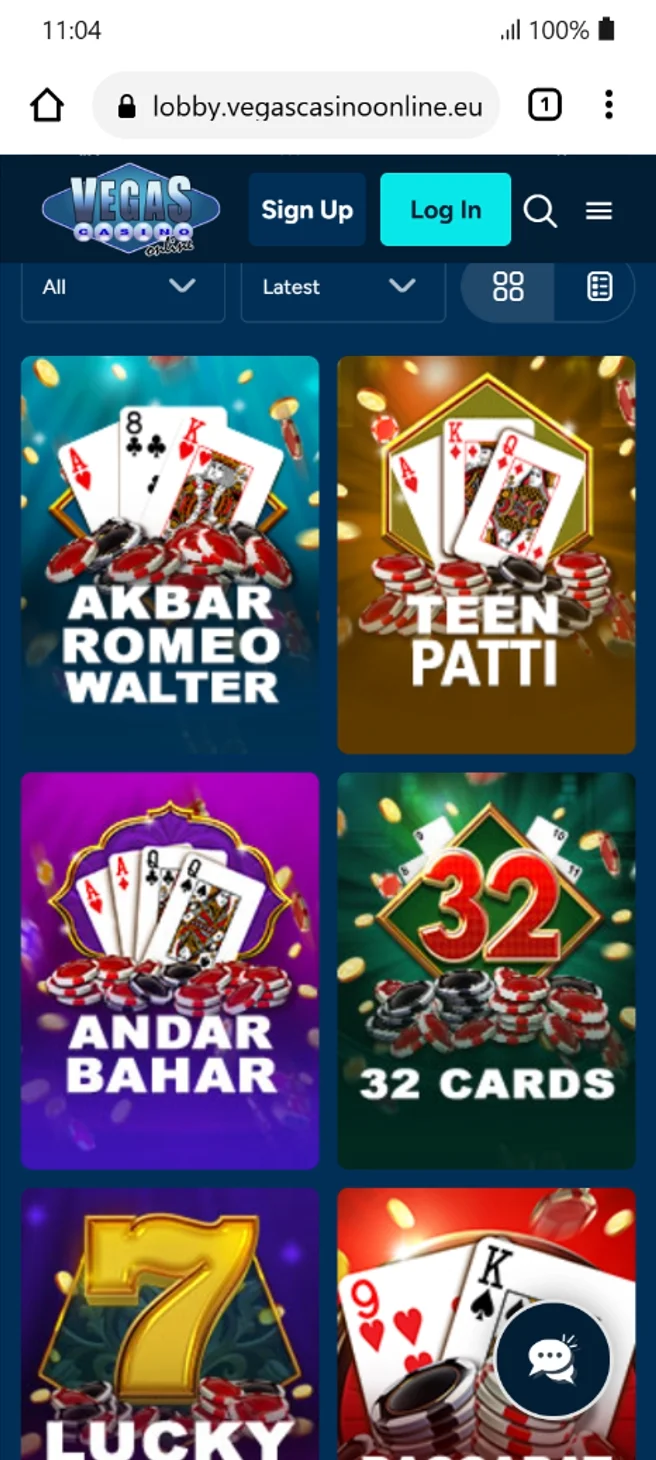 Table Games at Vegas Casino Online