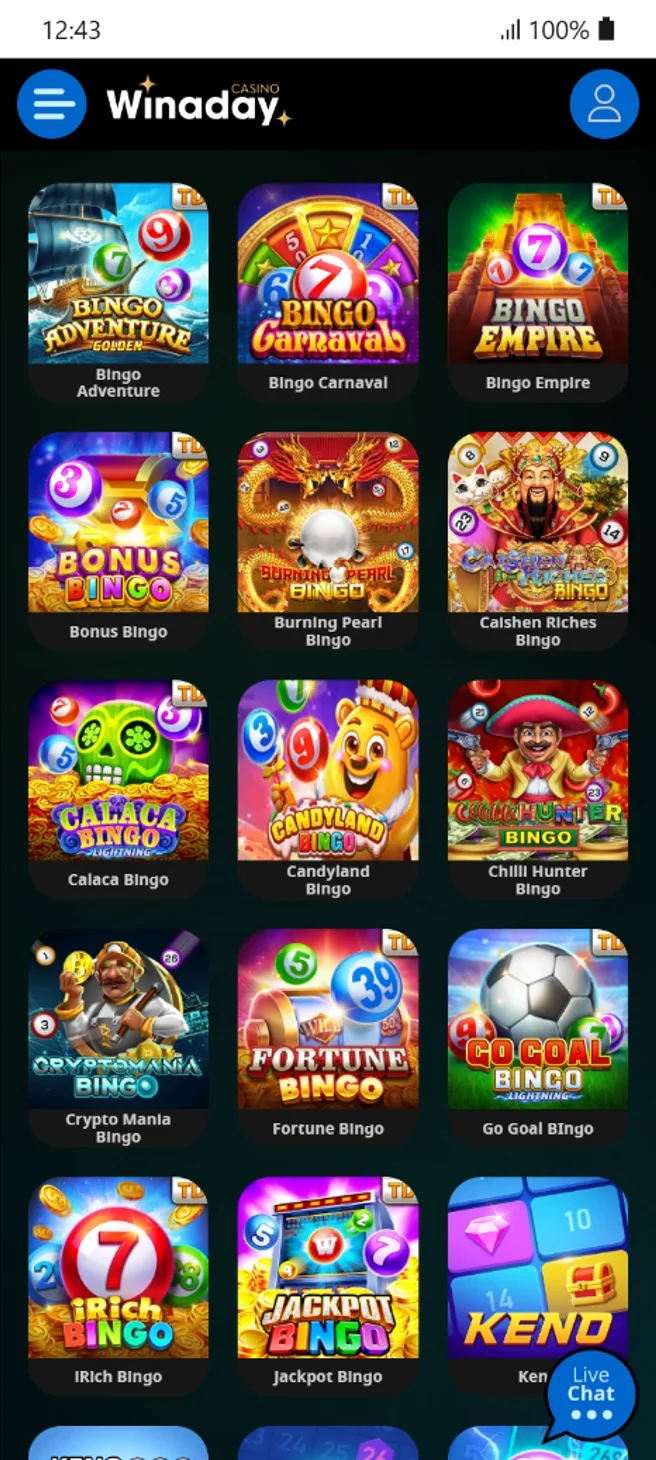Bingo Games at Winaday Casino
