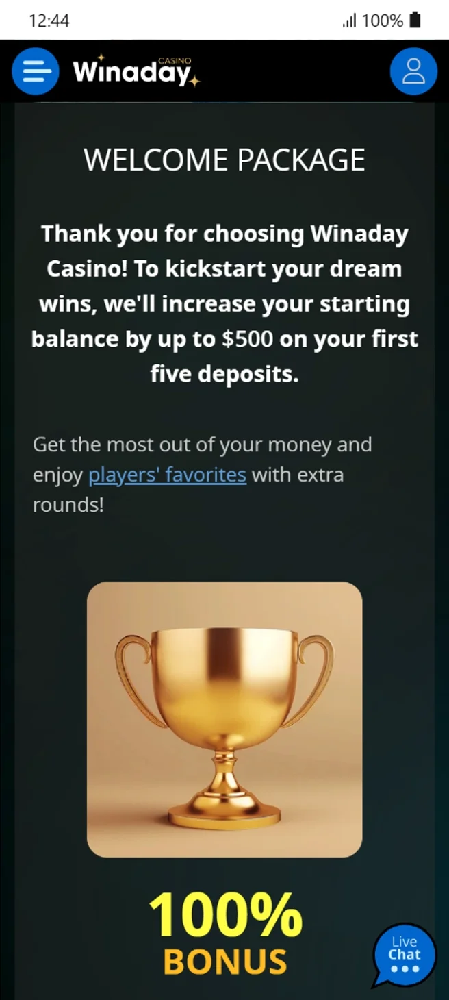 Winaday Mobile PWA Interface
