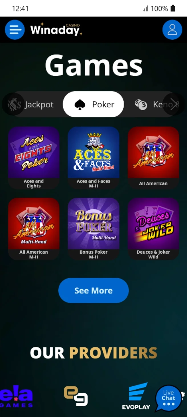 Winaday Video Poker Games