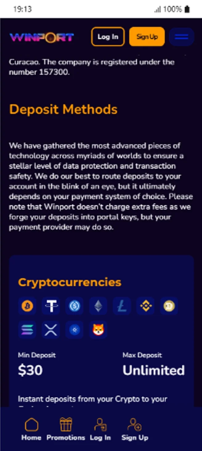 Crypto deposit options