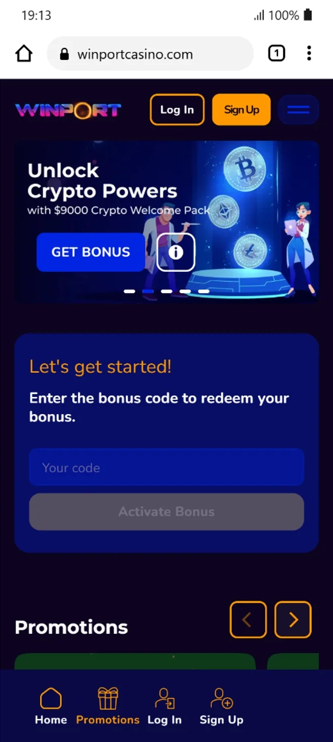 Welcome Bonus up to $9,000 Crypto